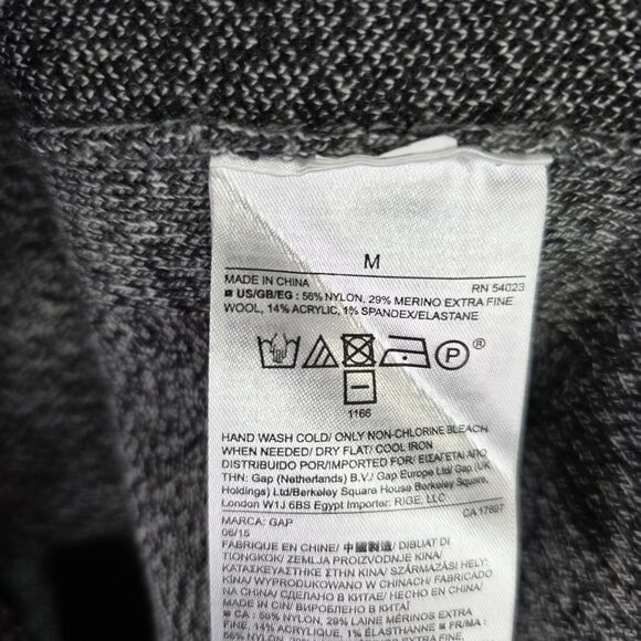 Womens Gap Wool Blend Gray & Black Geometric Sweater Long Sleeve Crewneck M - Picture 3 of 7